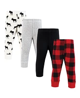 Hudson Baby Infant Boy Thermal Tapered Ankle Pants 4pk, Buffalo Plaid Moose