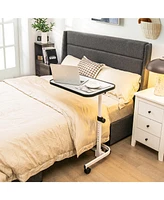 Gouun Rolling Overbed Bedside Table with 9-Level Adjustable Height