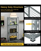 Gouun 4-Tier Metal Shelving Unit with Anti-slip Foot Pad and Anti-tipping Device