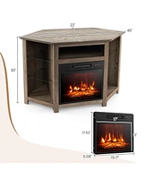 Gouun Fireplace Corner Tv Stand with Led Lights, Smart App Control, and Adjustable Shelves for 50-Inch Tv
