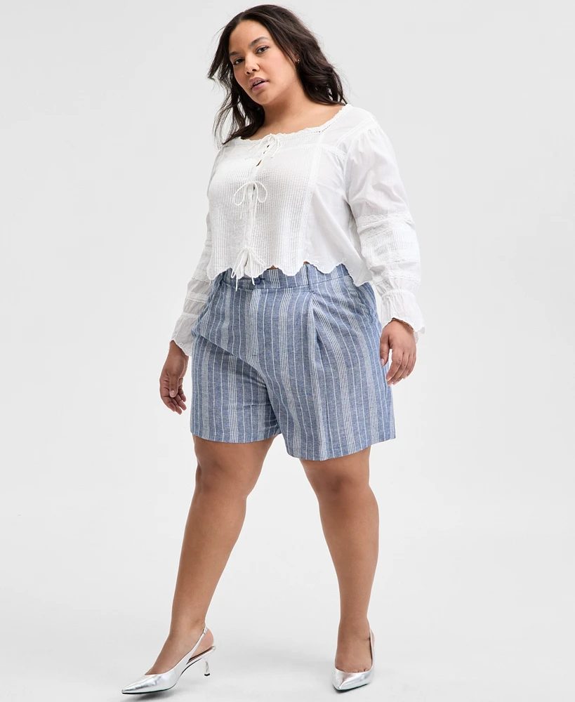 And Now This Trendy Plus Striped Trouser Shorts, Exclusively at Macy's