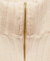 Mango Women's Zipper Detail Combined Ribbed Sweater