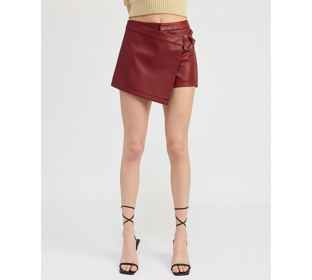 En Saison Women's Campbell Faux-Leather Skort