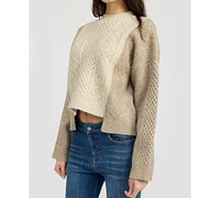 En Saison Women's Greer Cable-Knit Long-Sleeve Sweater