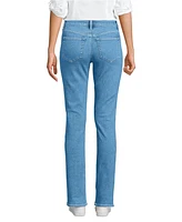 Lands' End Petite Recover Mid Rise Straight Leg Blue Jeans