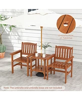 Gouun 3 Piece Patio Bistro Table and Chairs Set with Umbrella Hole