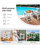 Gouun 15 Inch Patio Square Wooden Slat End Side Table for Garden