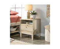 Slickblue Farmhouse Style 1-Drawer Nightstand with Open Shelf for Rustic Bedroom Storage and Decor