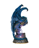 Fc Design "2-pc Gift Set" 9"H Led Blue Dragon Sitting on Throne Figurine Statue Ornament Home Room Office Decor and Perfect Gift Ideas for Housewarmin