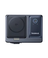 Baseus Nomos 5-in-1 Charging Station 140W, Qi2 15W Magnetic Wireless Charger with 100W Retractable Cable