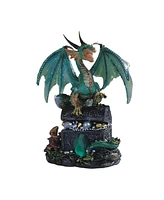 Fc Design "2-pc Gift Set" 5"H Green Dragon Guarding Treasure Figurine Statue Ornament Home Room Office Decor and Perfect Gift Ideas for Housewarming,