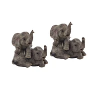 Fc Design "2-pc Gift Set" 4.25"W Elephant with Baby Figurine Statue Ornament Home Room Office Decor and Perfect Gift Ideas for Housewarming, Holidays