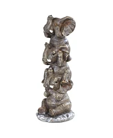 Fc Design "2-pc Gift Set" 7.75"H 3 Stacked Elephants Hear-See-Speak No Evil Figurine Statue Ornament Home Room Office Decor and Perfect Gift Ideas for