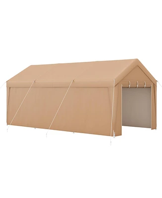 Gouun 10 x 20 Feet Portable Garage Tent Carport with Galvanized Steel Frame-with Sidewall