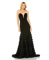 Mac Duggal Women's Jersey Mermaid Ball Gown with Rose Train