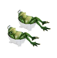 Fc Design "2-pc Gift Set" 7.5"W Frog in Bath Tub Statue Funny Animal Figurine Statue Ornament Home Room Office Decor and Perfect Gift Ideas for Housew