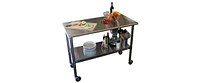 Slickblue Stainless Steel 2-ft Kitchen Island Cart Prep Table with Casters