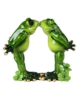 Fc Design "2-pc Set" 4.25"H Romantic Frog Couple Kissing Statue Funny Animal Figurine Statue Ornament Home Room Office Decor and Perfect Ideas for Hou