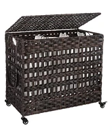 Slickblue 3-Basket Laundry Hamper Sorter Cart with Removable Cotton Bags