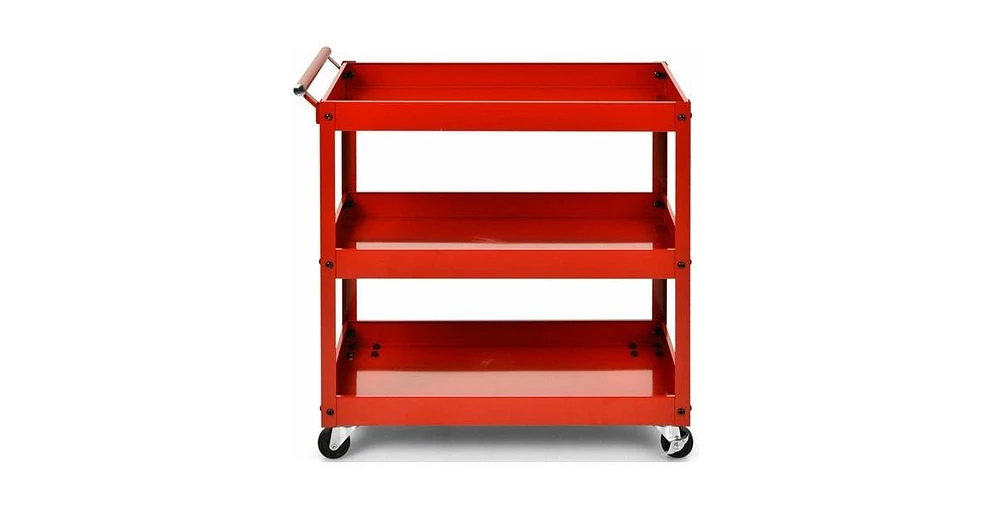 Slickblue Steel Frame Kitchen Serving Utility Cart on Wheels with 2 Bottom Shelves