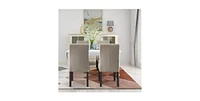 Slickblue Set of 2 Modern Fabric Upholstered Dining Chair with Wood Legs