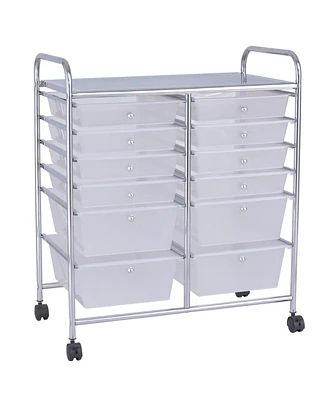 Gouun 12 Storage Drawer Organizer Bins Rolling Cart