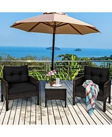 Slickblue 3-Piece Pe Rattan Outdoor Dining Patio Furniture Set with Cushions