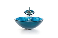 Slickblue Tempered Glass Bowl-Shaped Vessel Bathroom Sink for Modern Vanity Designs