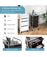 Gouun 4-Drawer Storage Cart with Universal Casters, Heavy-Duty Steel Frame, Slide-Out Design, Space-Saving Organizer