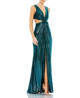 Mac Duggal Women's Metallic Cut Out Gown