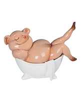 Fc Design "2-pc Gift Set" 6"W Piggy Bathing Figurine Statue Ornament Home Room Office Decor and Perfect Gift Ideas for Housewarming, Holidays and Birt