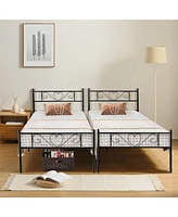 Gouun Twin Xl Metal Bed Frame with Heart-shaped Headboard