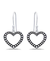 Macy's Oxidized Beaded Open-Heart Fishhook Earrings