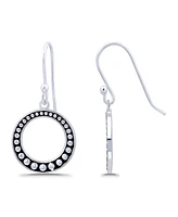 Macy's Oxidized Beaded Open Circle Fish-Hook Earrings