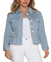 Liverpool Los Angeles Women's faux Button Collared Peplum Jacket