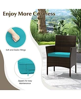 Gymax 4 Piece Patio Rattan Conversation Set Wicker Furniture Set w/ Chair Loveseat Outdoor