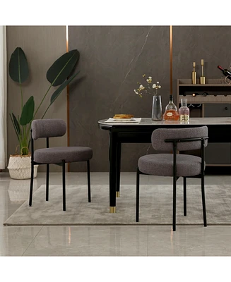 Dyhome Kitchen Chairs Mid-Century Modern Dining Set of 2, Room Chairs, Boucle Upholstered Wishbone Chair