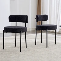 Dyhome Kitchen Chairs Mid-Century Modern Dining Chairs Set of 2, Kitchen Dining Room Chairs, Polyester Upholstered Wishbone Dining Chair