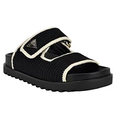 Guess Women's Fadenna Two Strap Crochet Knit Footbed Sandals