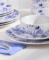 222 Fifth Cassian Embossed Toile Blue Porcelain 12 Pc. Dinnerware Set, Service for 4