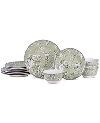 222 Fifth Adelaide Porcelain 12 Pc. Dinnerware Set, Service for 4