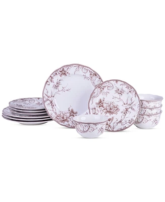 222 Fifth Adelaide Porcelain 12 Pc. Dinnerware Set, Service for 4