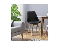 Slickblue Set of 4 Modern Mid-Century Style Pu Leather Dining Chairs with Wood Legs