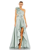 Mac Duggal Women's Ruffled One Shoulder Cut Out Hi-Lo Gown