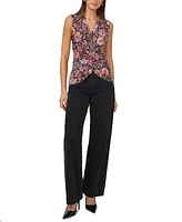 Vince Camuto Women's Floral-Print Faux-Wrap Sleeveless Top