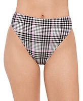 Salt + Cove Juniors' Plaid High-Waist Bikini Bottoms, Exclusively at Macy's