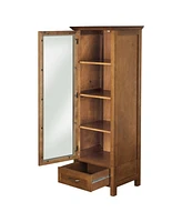 Slickblue Linen Tower Glass Door Bathroom Storage Cabinet w/ Drawer