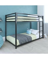 Slickblue Twin over Modern Low Height Metal Bunk Bed for Space-Saving and Easy Access