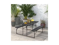 Slickblue Folding Picnic Table with 2 Benches for Convenient Outdoor Dining and Easy Storage