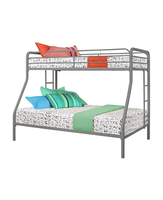 Slickblue Twin over Full Sturdy Metal Bunk Bed with Safety Rails and Ladder